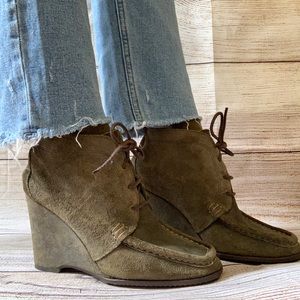 KORS Michael Kors wedge lace up ankle bootie